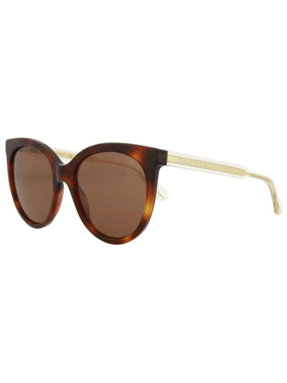 New Gucci Women's Sunglasses Cat Eye Acetate Frame Havana Crystal Brown